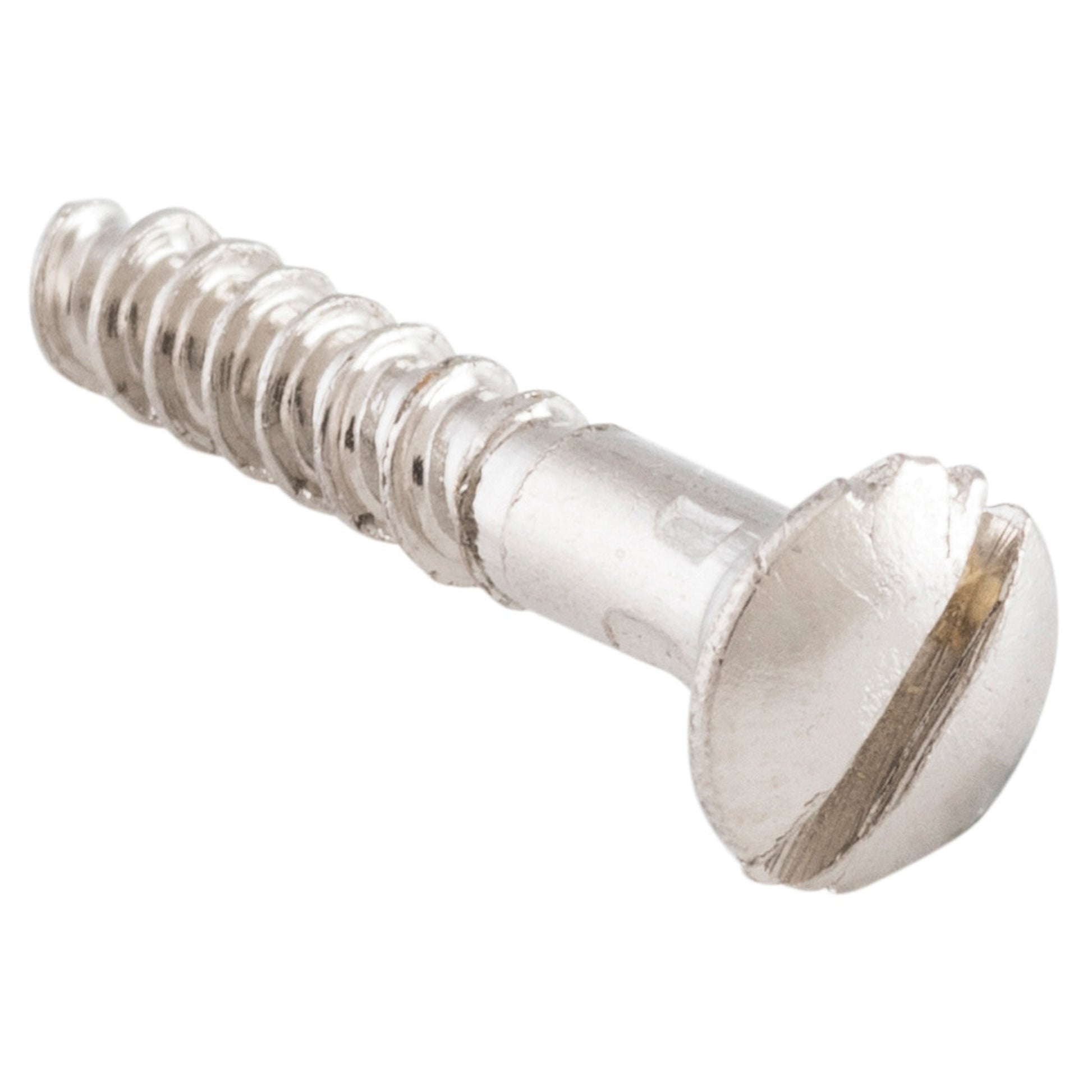 Slot Head Raised Countersunk Screw Solid Brass L19mm 5 Gauge, Polished Nickel