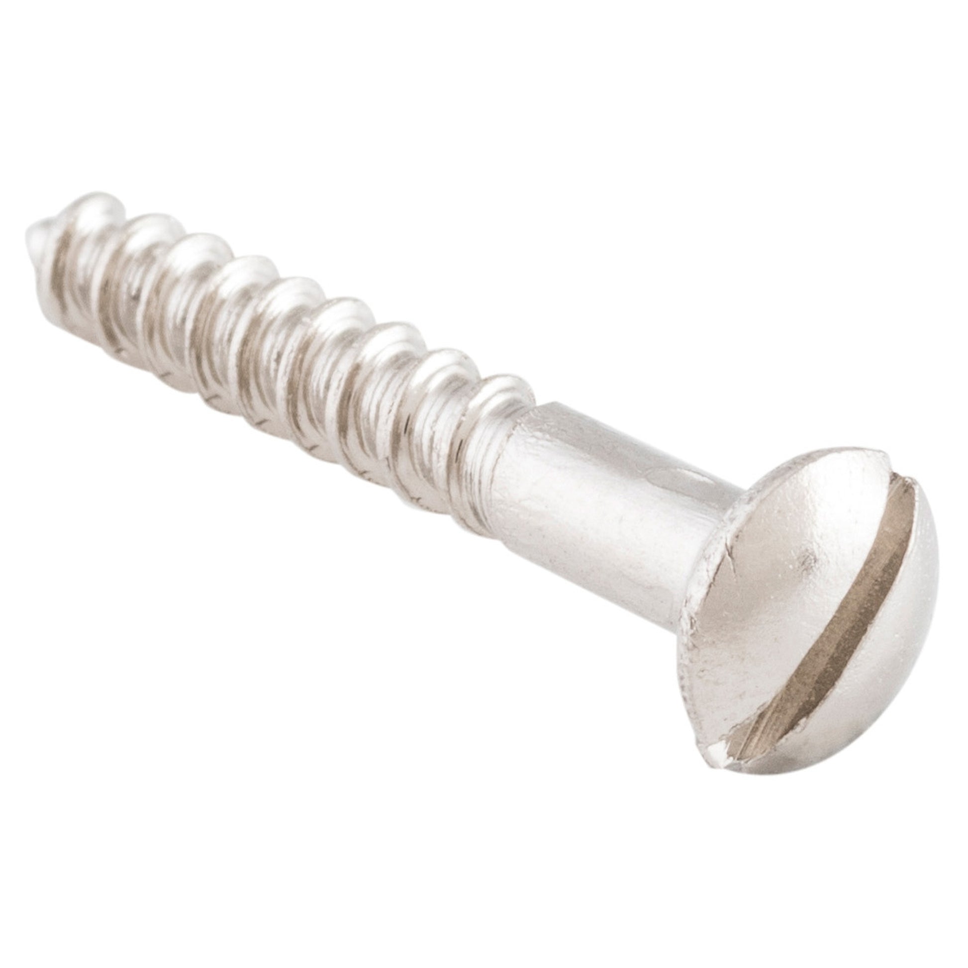 Slot Head Raised Countersunk Screw Solid Brass L25mm 6 Gauge, Polished Nickel