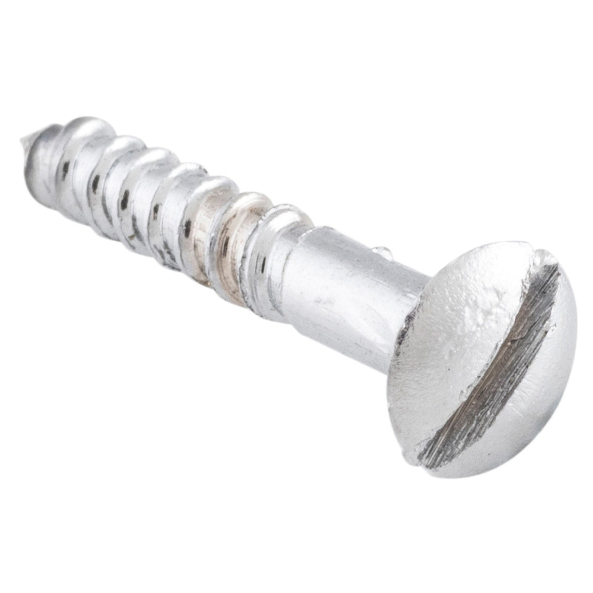 Slot Head Raised Countersunk Screw Solid Brass L19mm 5 Gauge, Satin Chrome