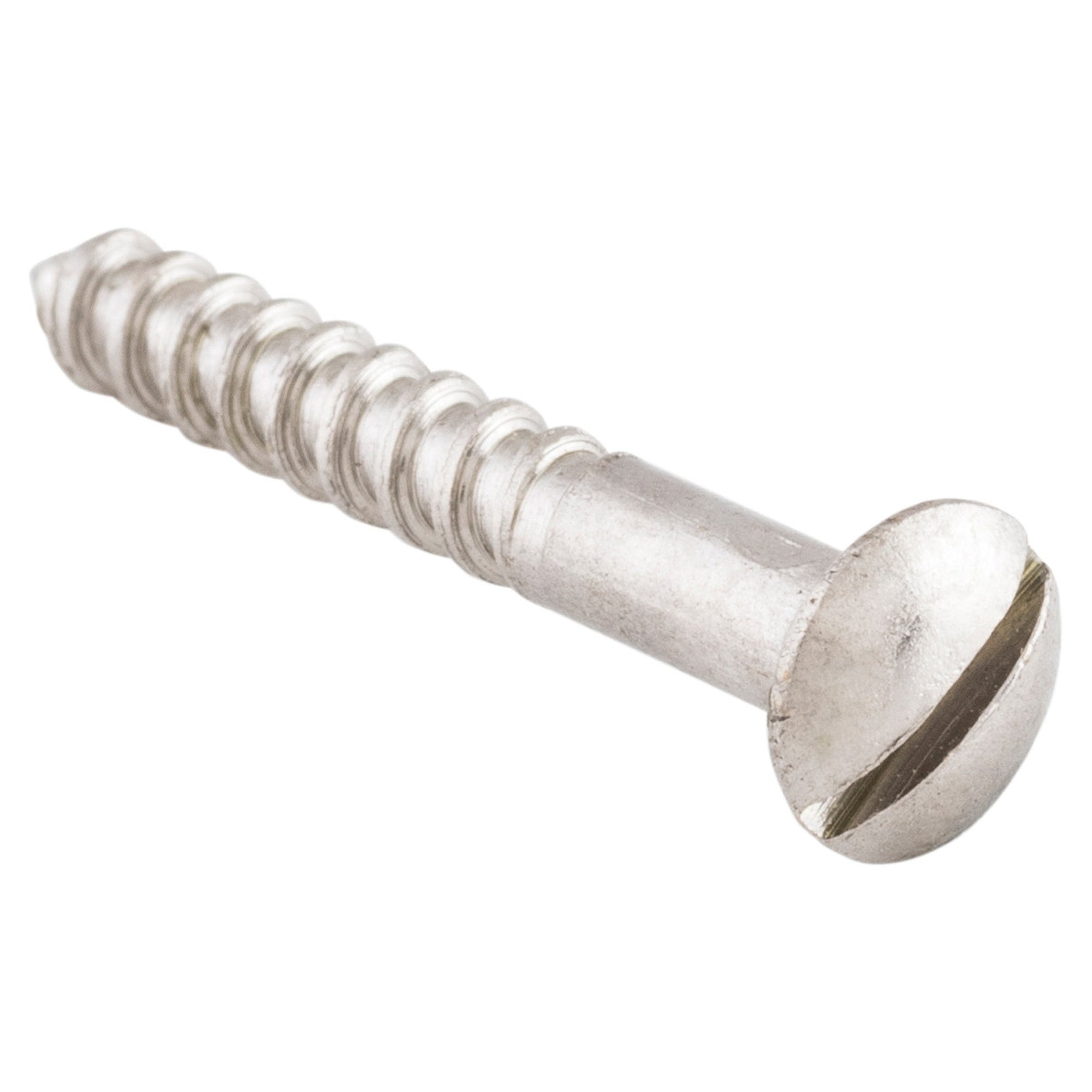 Slot Head Raised Countersunk Screw Solid Brass L25mm 6 Gauge, Satin Nickel