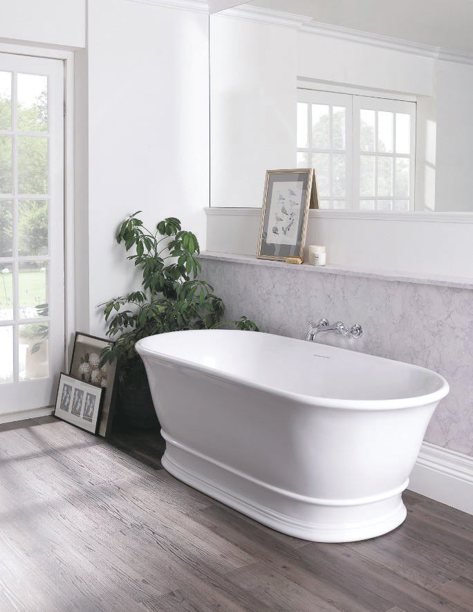 Cambridge 156cm TitanCast Bath without Overflow, Gloss White