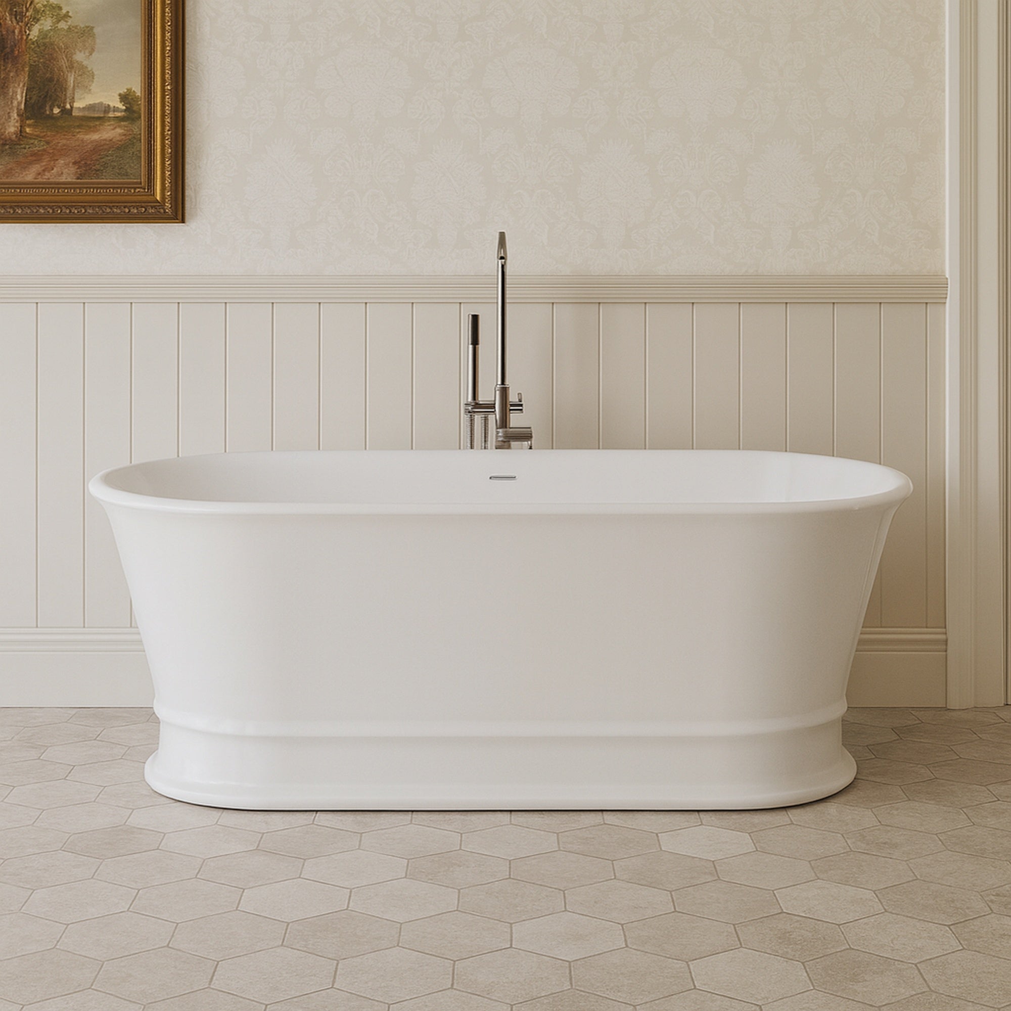 Cambridge 156cm TitanCast Bath without Overflow, Gloss White