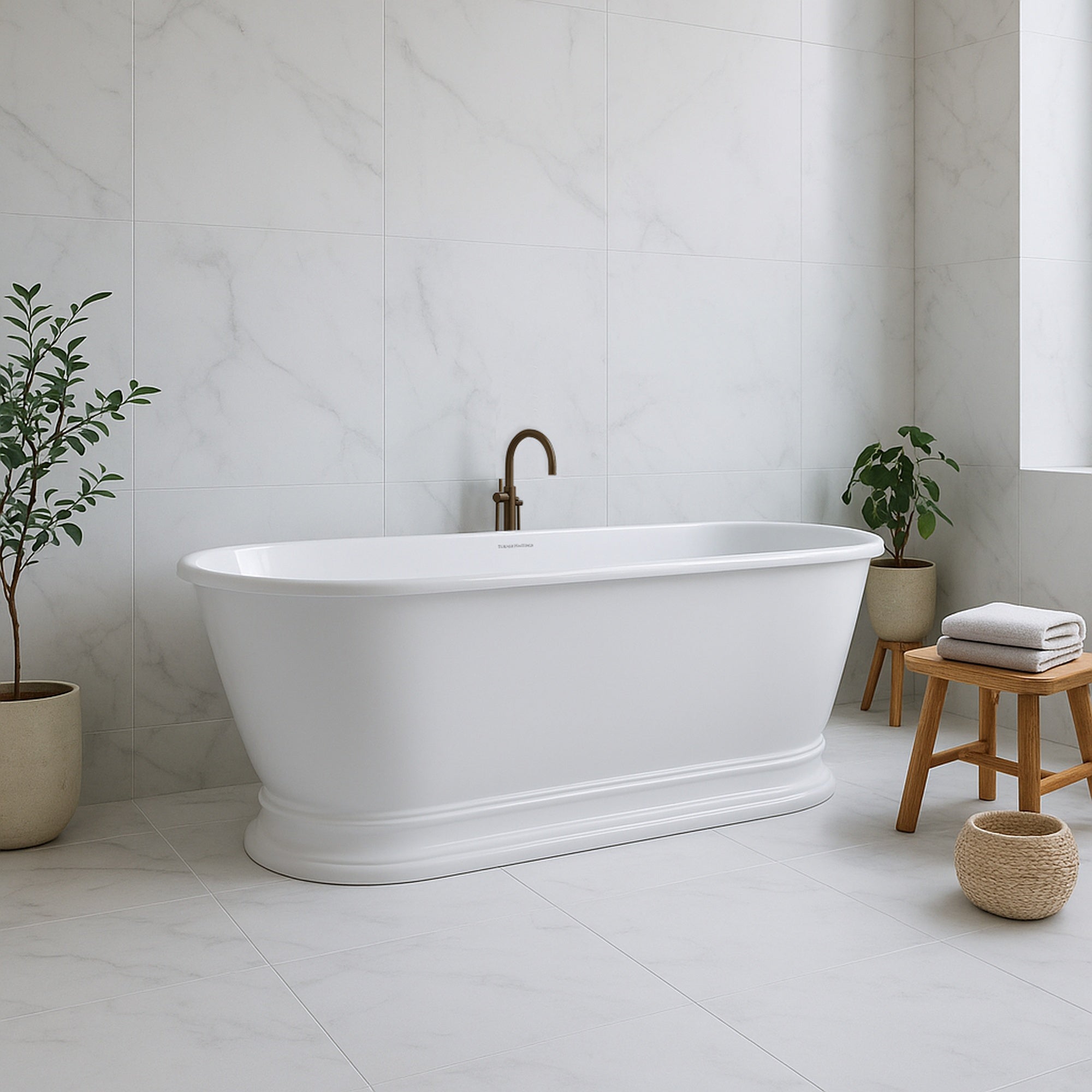 Cambridge 156cm TitanCast Bath without Overflow, Gloss White