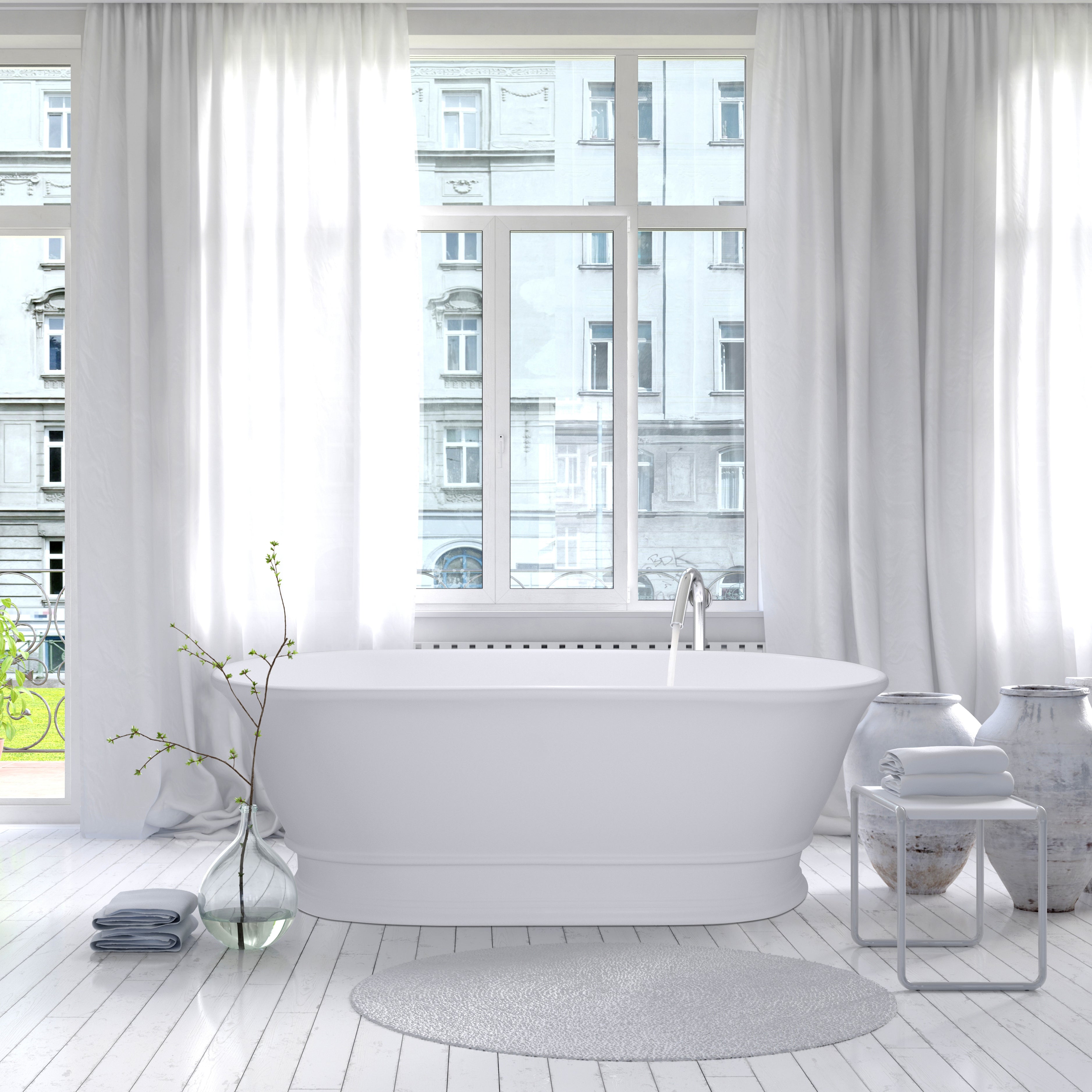 Turner Hastings Cambridge 156x74cm TitanCast Solid Surface Bath, Satin Silk