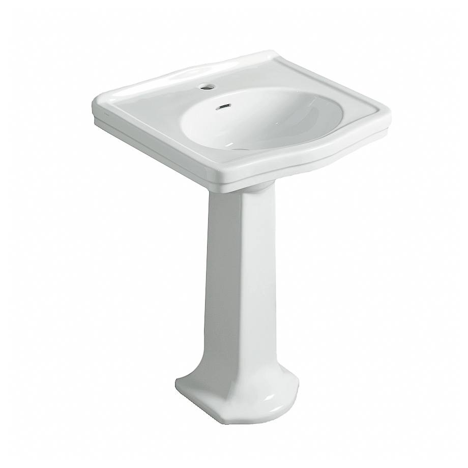 Turner Hastings Claremont 58x45cm Fireclay Basin & Pedestal (w/ 1 Tap Hole), White
