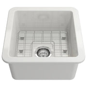 Cuisine 46x46cm Inset Undermount Fine Fireclay Sink, Gloss White