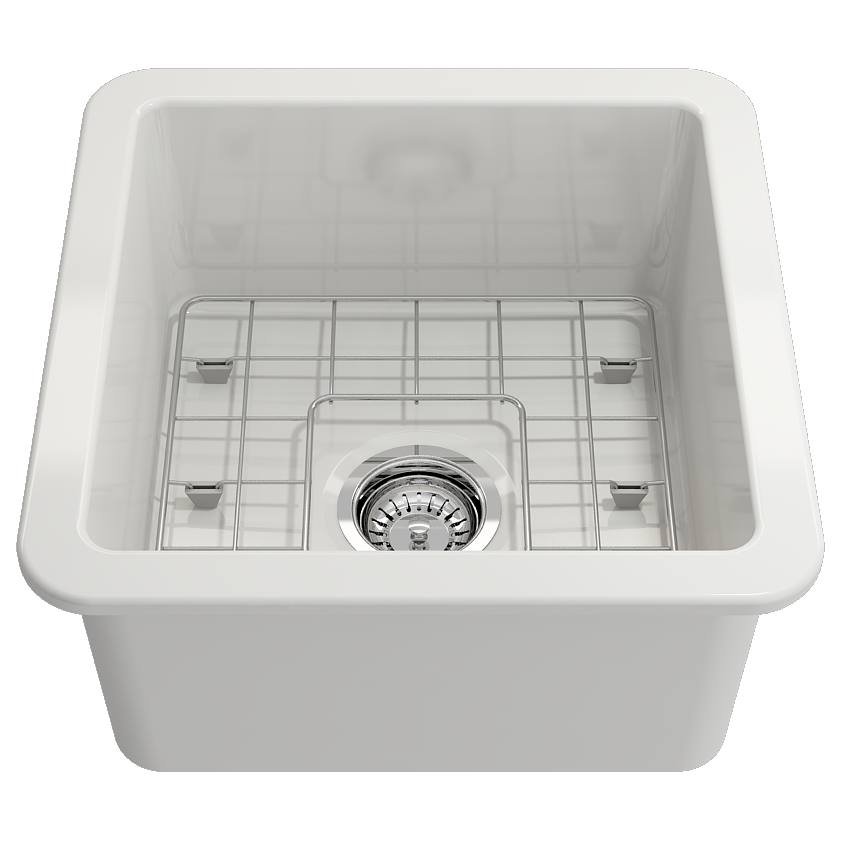 Cuisine 46x46cm Inset Undermount Fine Fireclay Sink, Gloss White