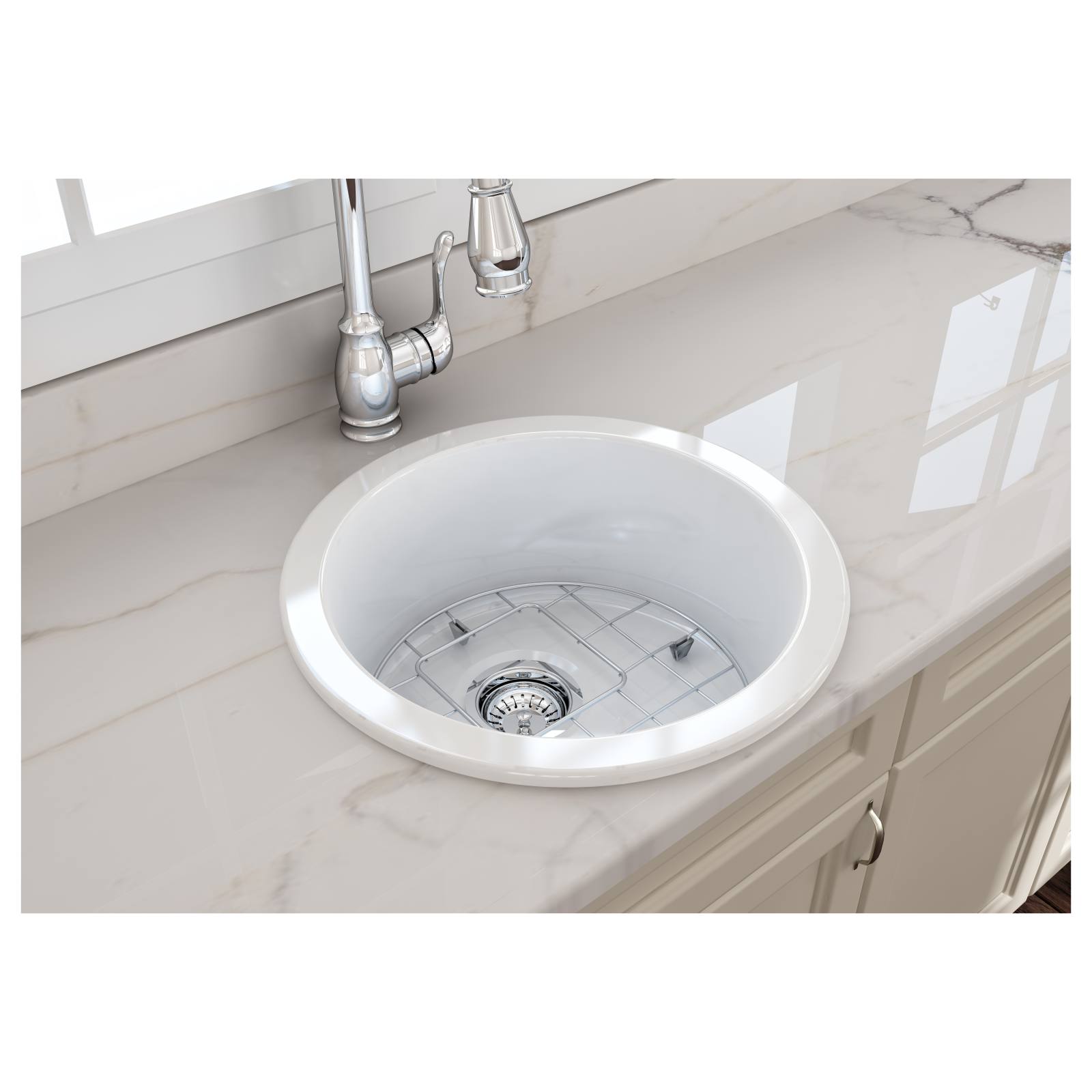 Turner Hastings Cuisine 47cm Round Fireclay Sink, White