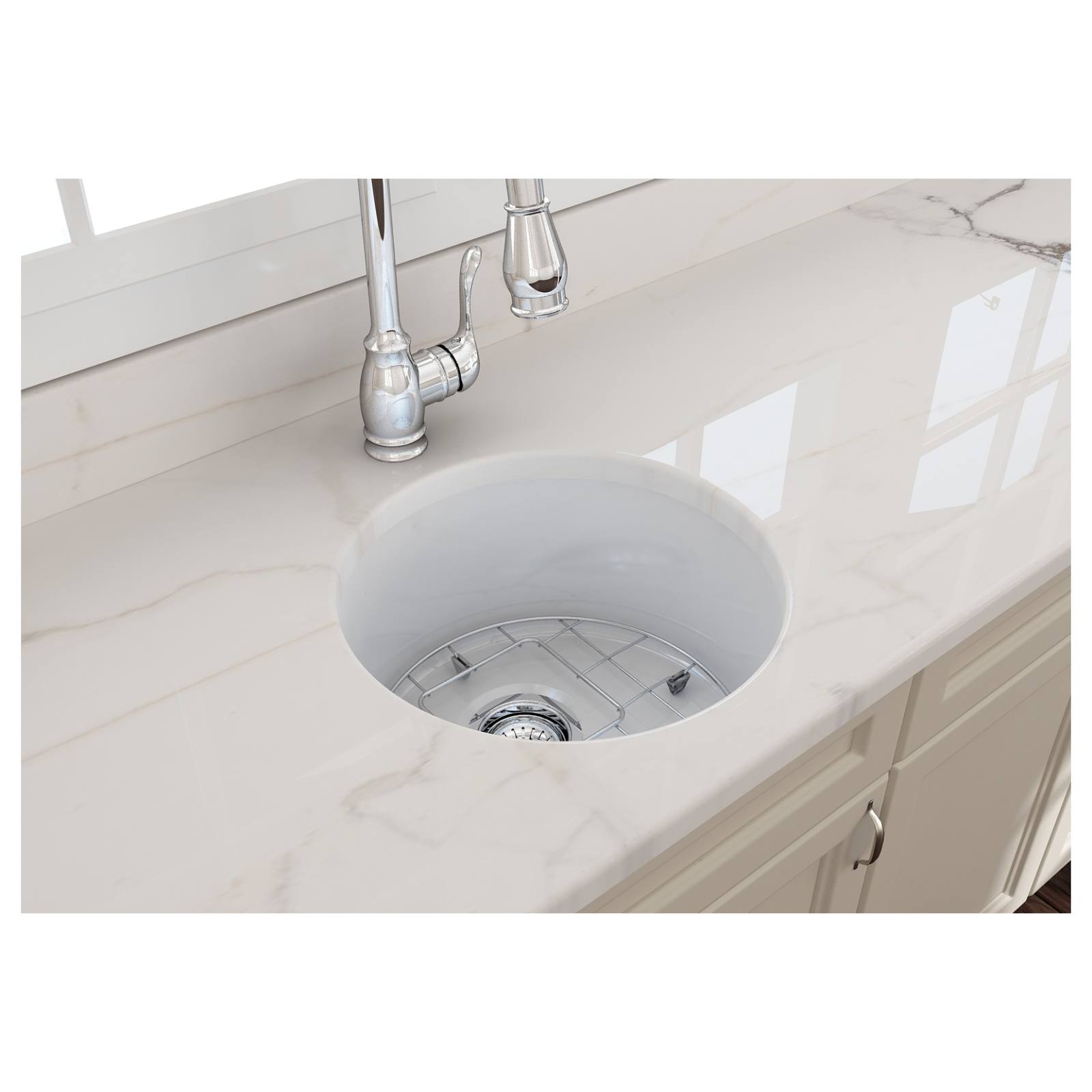 Turner Hastings Cuisine 47cm Round Fireclay Sink, White