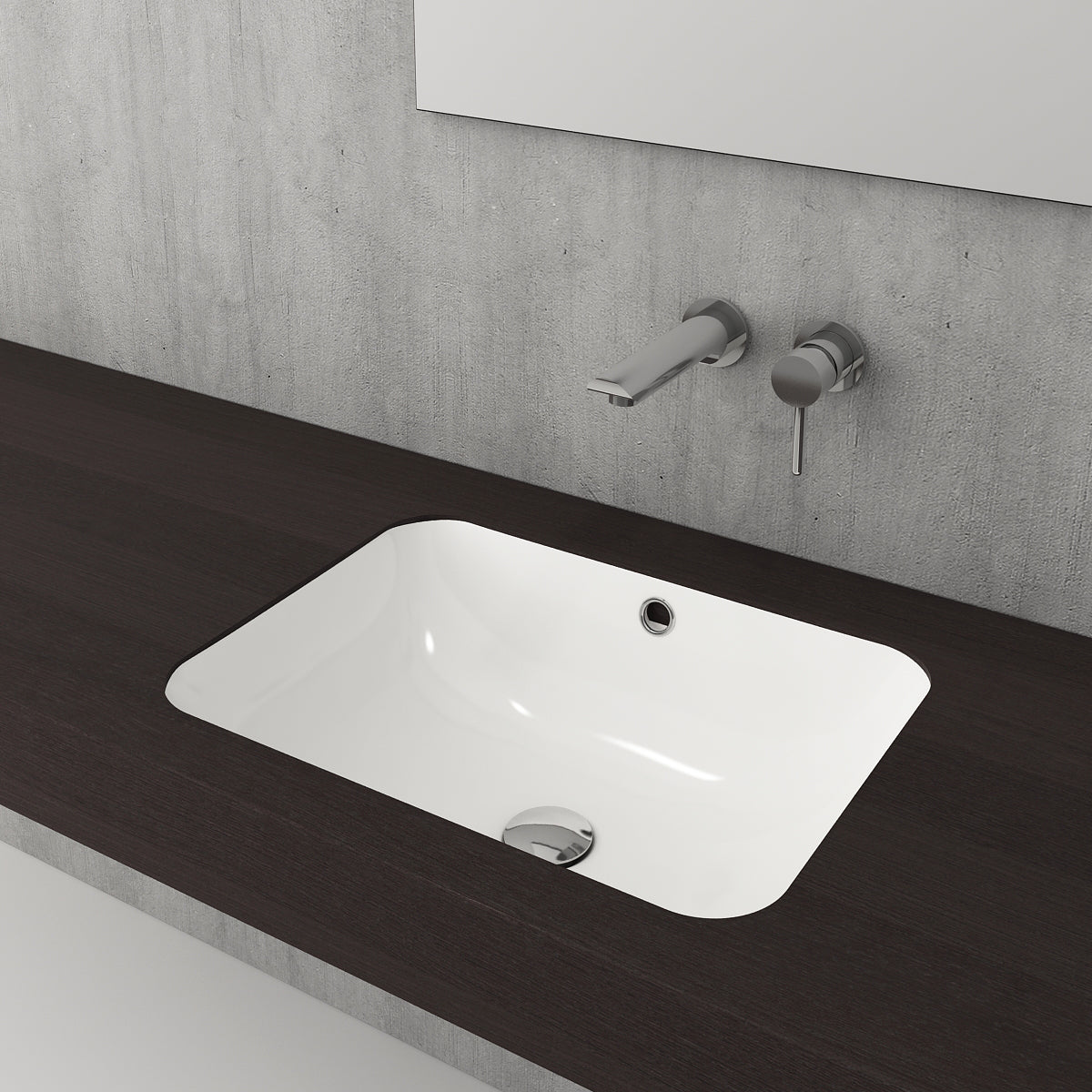 Fino Large 55x41cm Under Counter Fireclay Basin, Gloss White