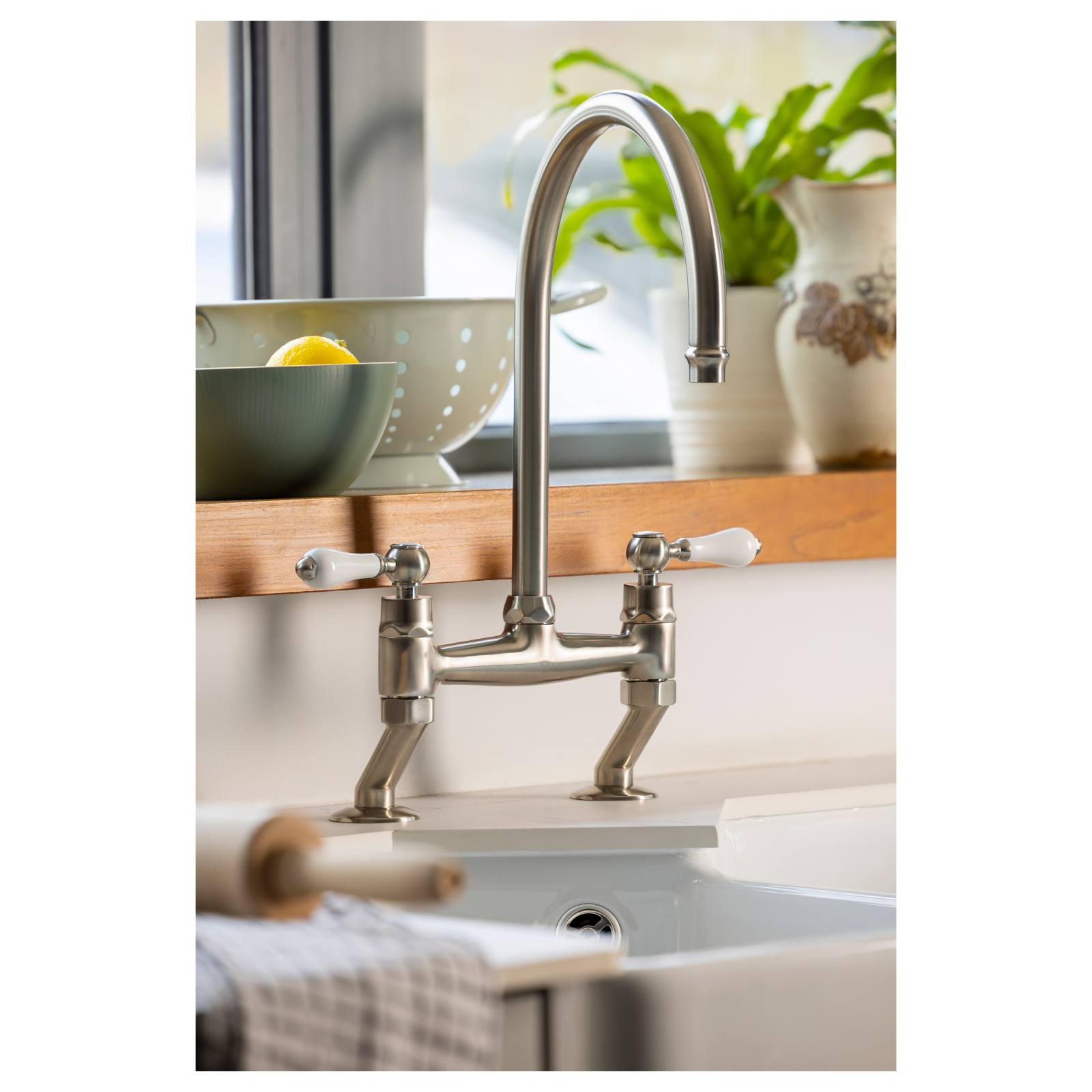Turner Hastings Ludlow Bridge Sink Mixer Brushed Nickel