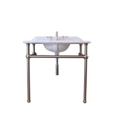 Turner Hastings Mayer Marble Top 90x55cm 3 Tap Hole Basin Stand, Brushed Nickel