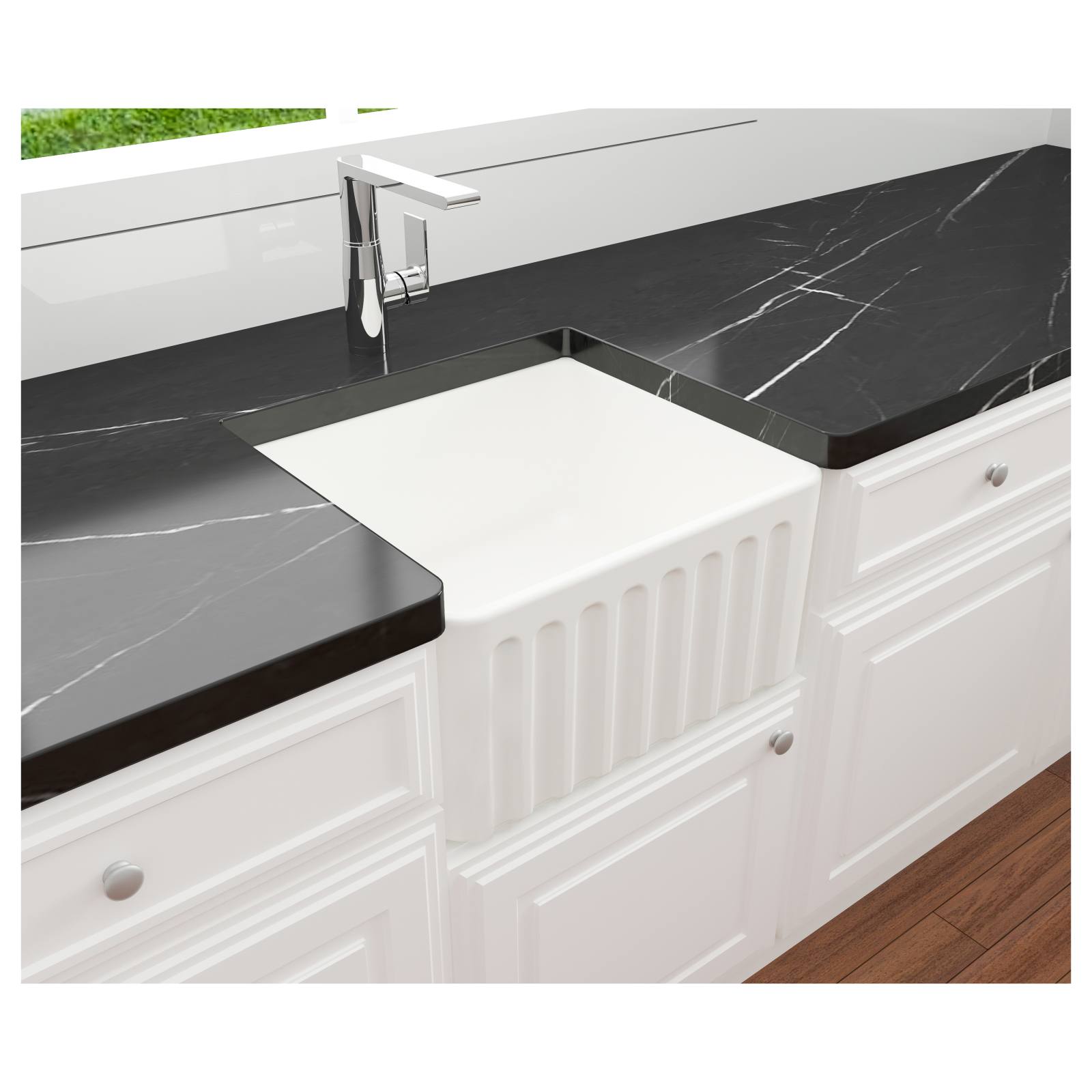 Turner Hastings Novi 50x46cm Fireclay Butler Sink, Matte White