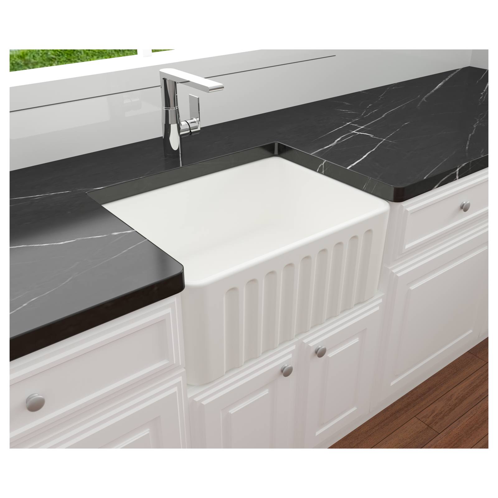 Turner Hastings Novi 60cm Fireclay Sink, Matte White