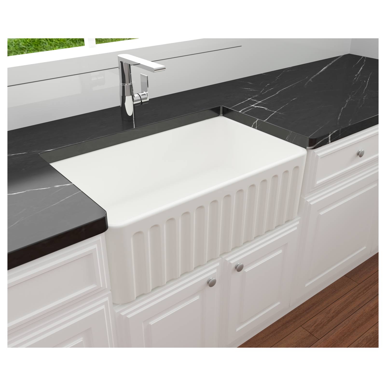 Turner Hastings Novi 75x46cm Fireclay Sink, Matte White