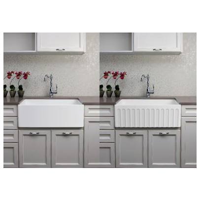 Turner Hastings Novi 76x46cm Single Fireclay Butler Sink, Gloss White