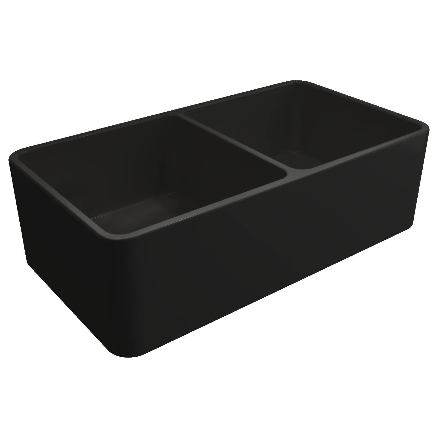 Turner Hastings Novi 85X46cm Fireclay Double Bowl Fine Sink, Matte Black