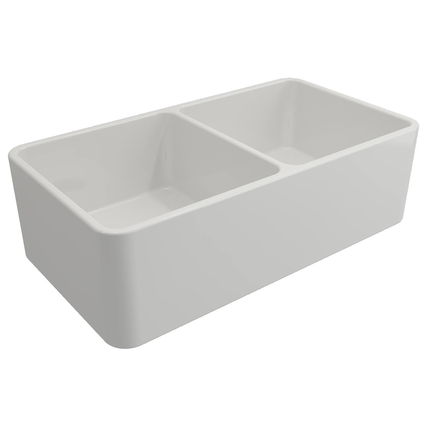 Turner Hastings Novi 85x46cm Double Fireclay Butler Sink, Gloss White