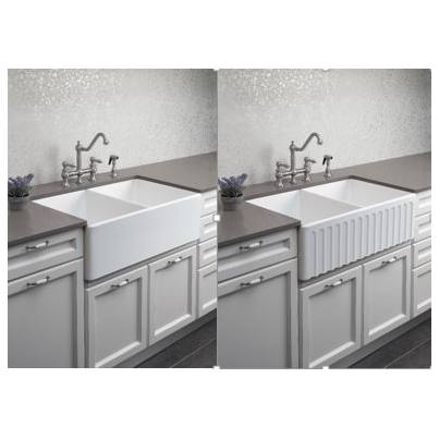 Turner Hastings Novi 85x46cm Double Fireclay Butler Sink, Gloss White