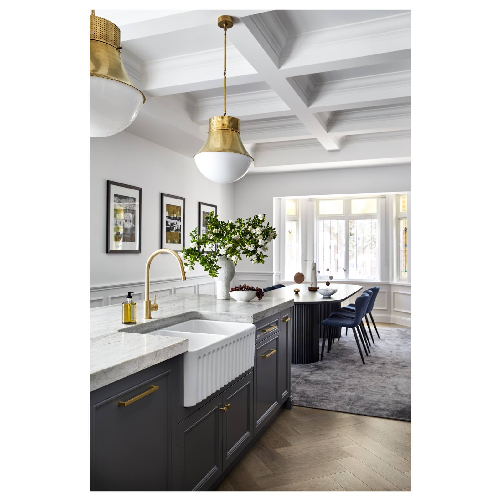 Turner Hastings Novi 85x46cm Double Fireclay Butler Sink, Gloss White