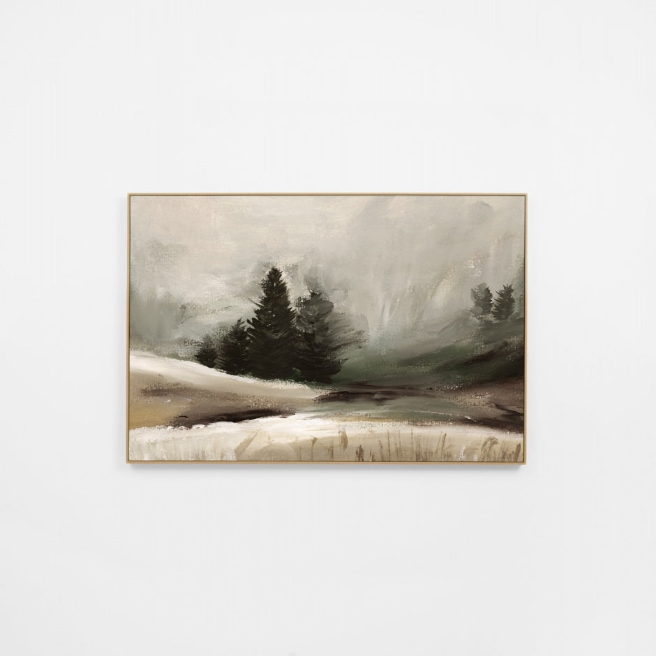 WARALPVLNR7U_Alpine Valley Landscape Natural Canvas 150 x 100cm, Unframed