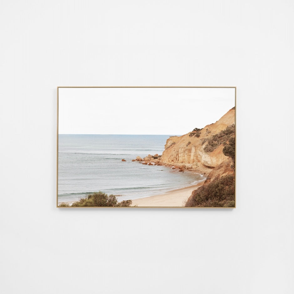 WARANGCLR3Z_Anglesea Cliffs Canvas 90 x 60cm, Premium Light Timber Veneer Frame