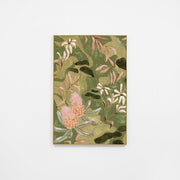 WARAUSWG1R4G_Australian Wildflowers Green 1 Canvas 70 x 105cm, Black Smooth Synthetic Frame
