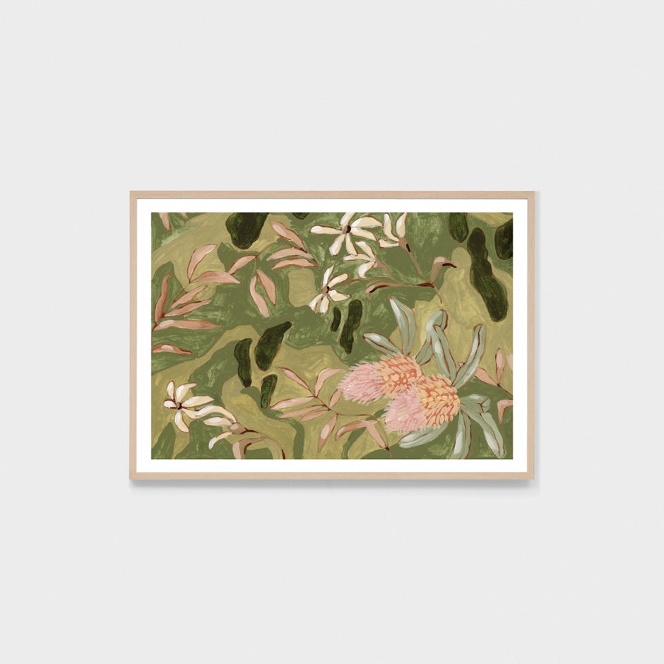 WARAUSWIGG1_Australian Wildflowers Green 1 Print 33 x 45cm