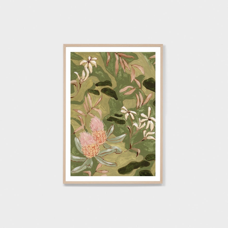 WARAUSWIGG6_Australian Wildflowers Green 1 Print 113 x 159cm
