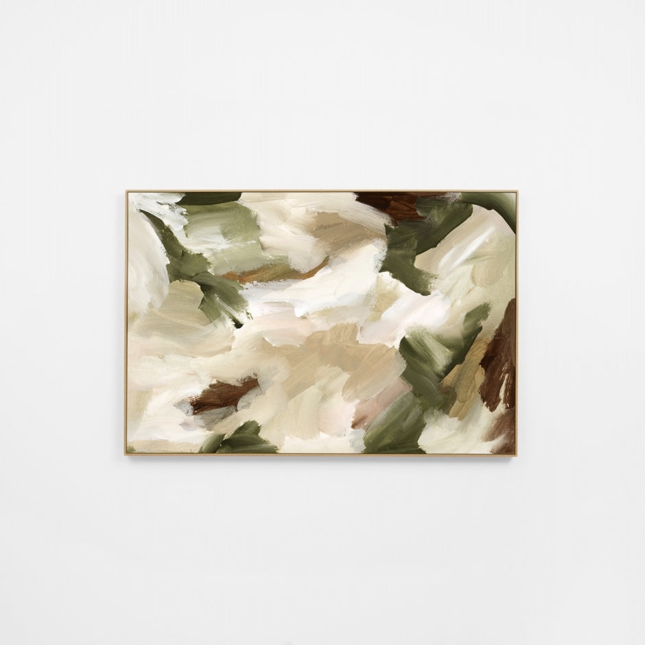 WARAYLGR2R5H_Ayla Green 2 Canvas 80 x 120cm, Light Timber-Look Synthetic Frame