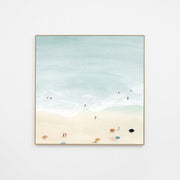 WARBONBSBC7H_Bondi Beachscape Blue Canvas 120 x 120cm, Light Timber-Look Synthetic Frame