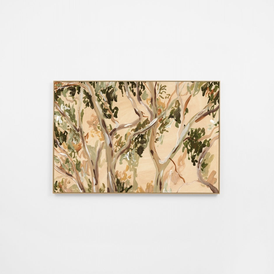 WARBUSBNRR7F_Bushland Breeze Natural Rectangle Canvas 150 x 100cm, White Smooth Synthetic Frame