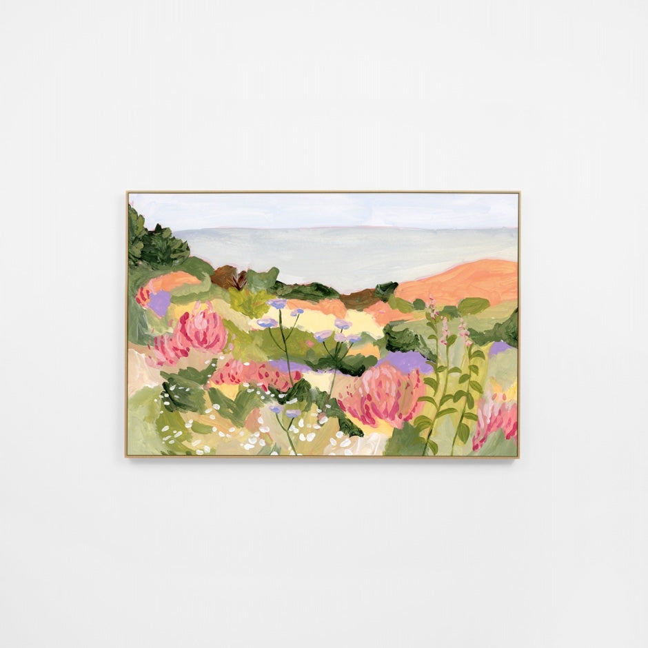 WARCOABUBR5H_Coastal Bushland Bright Canvas 120 x 80cm, Light Timber-Look Synthetic Frame