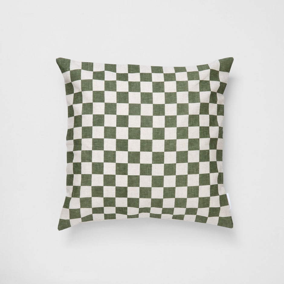 WARCUCHEOLIS_Check Olive Square Cushion