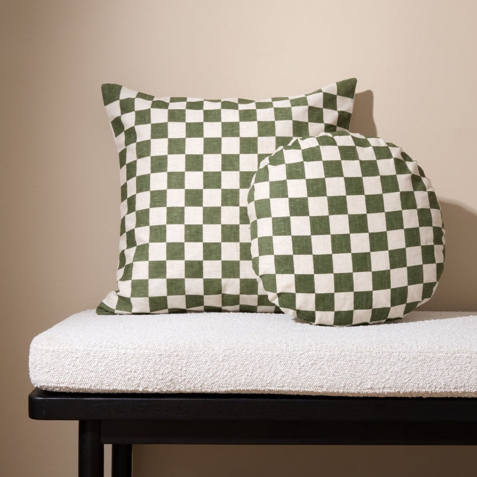 WARCUCHEOLIS_Check Olive Square Cushion