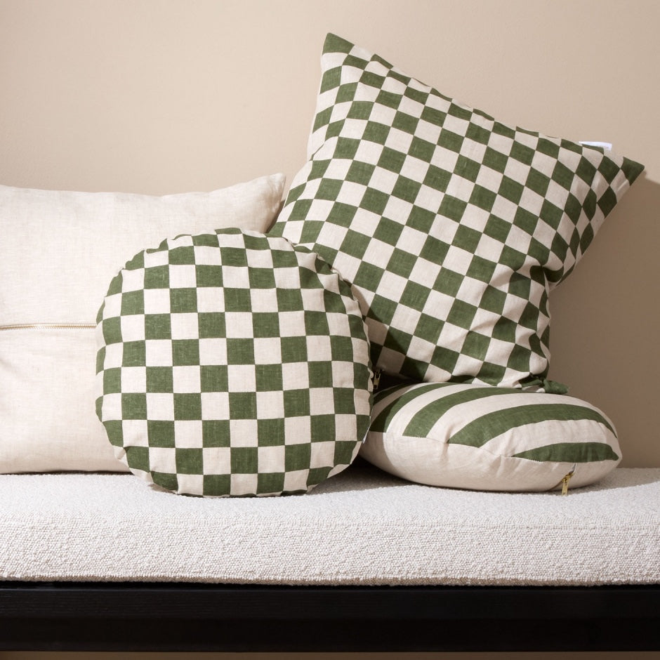 WARCUCHEOLIS_Check Olive Square Cushion