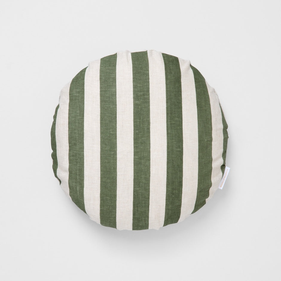 WARCUSTROLIR_Stripe Olive Round Cushion