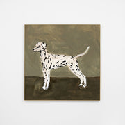 WARDALPOKC2H_Dalmatian Portrait Khaki Canvas 70 x 70cm, Light Timber-Look Synthetic Frame