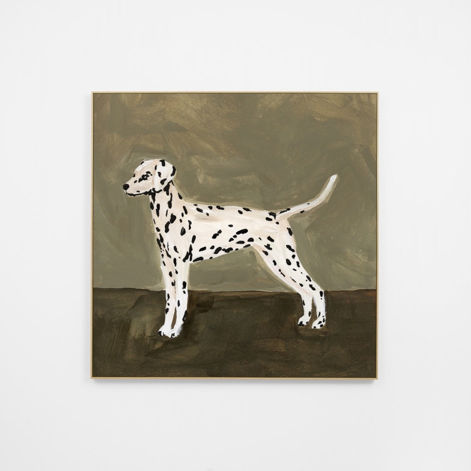 WARDALPOKC7G_Dalmatian Portrait Khaki Canvas 120 x 120cm, Black Smooth Synthetic Frame