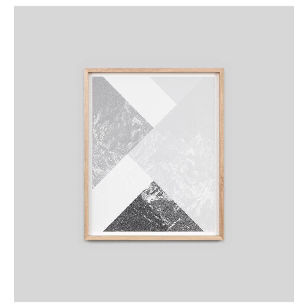 Geometric Mountain Print, Light Grey
