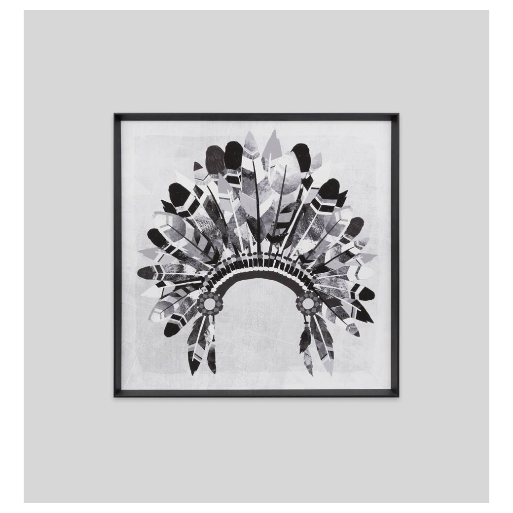 Full Headdress Print, Black/White Base