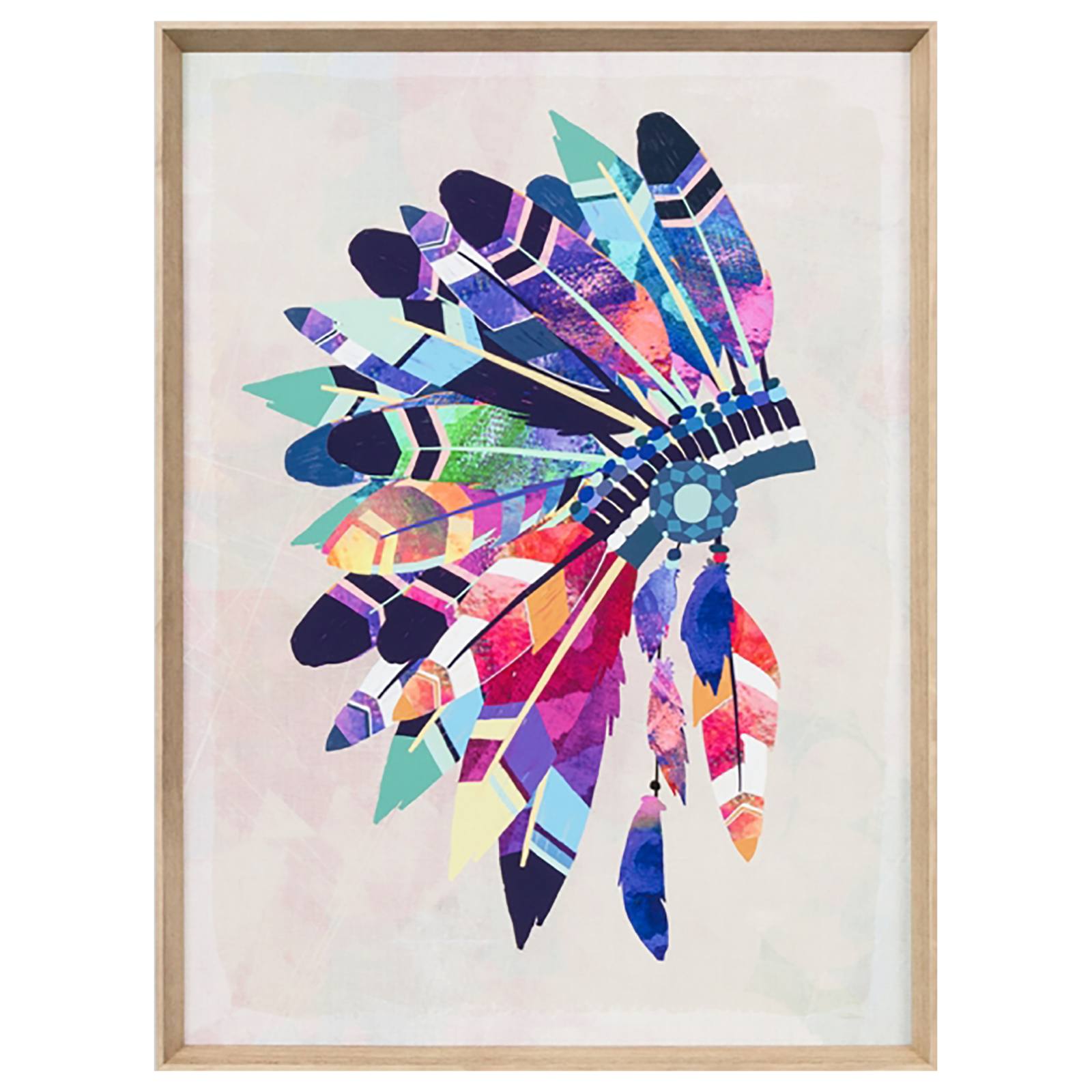 Vibrant Headdress Print, White Base