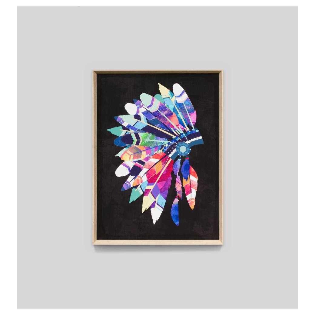 Vibrant Headdress Print, Black Base