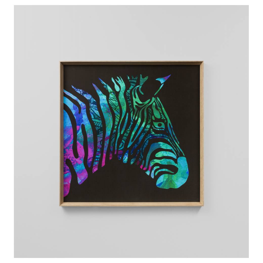 Vibrant Zebra Print, Black Base