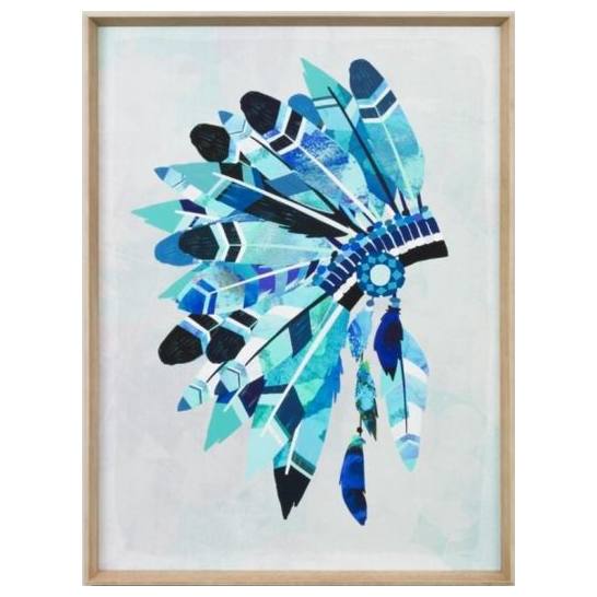 Vibrant Headdress Print, Aqua