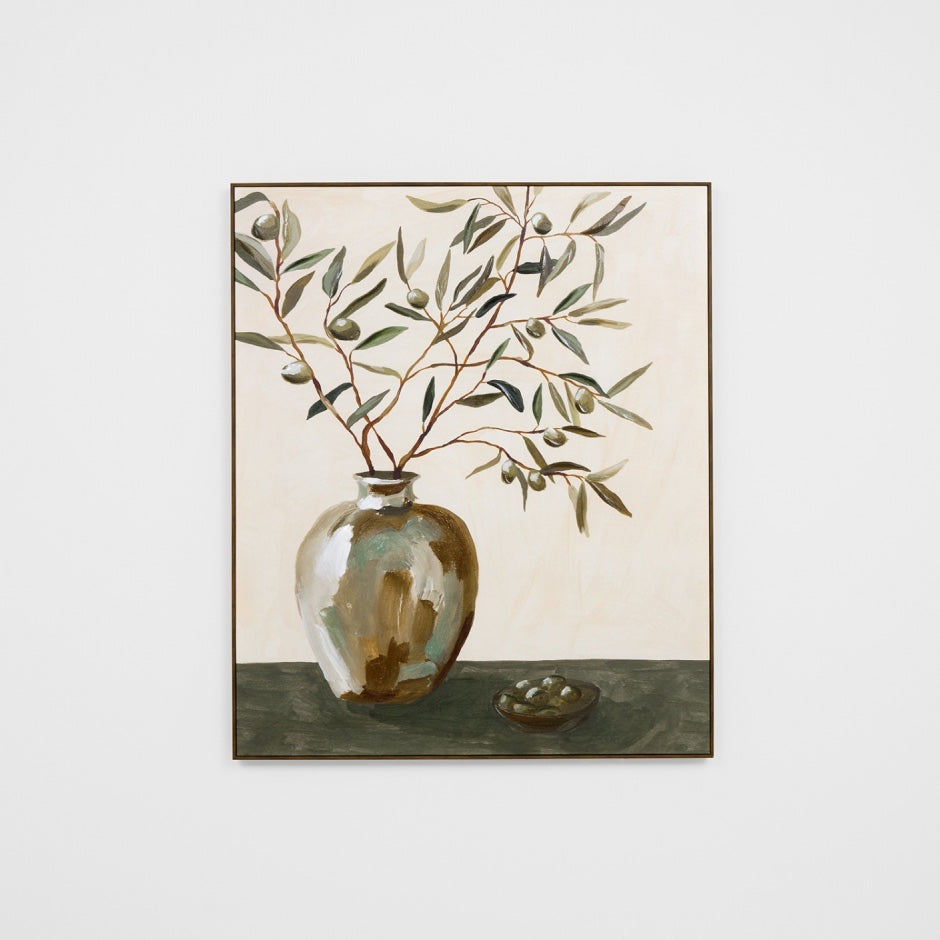 WARFCOLIARRG_Olive Arrangement Green Framed Canvas