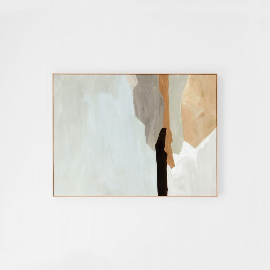 WARFCTRACOAG_Tranquil Coastline Grey Framed Canvas