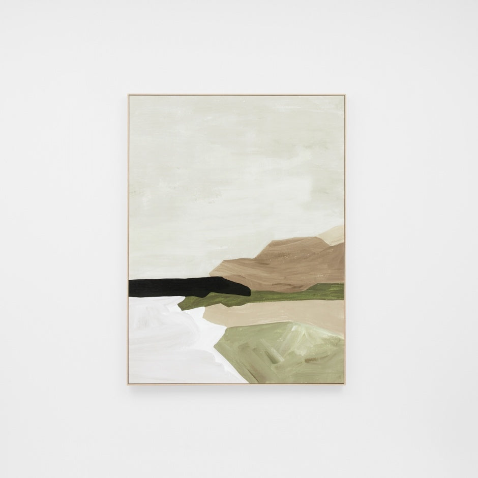 WARFCTRACOAO_Tranquil Coastline Olive Framed Canvas 105 x 140cm