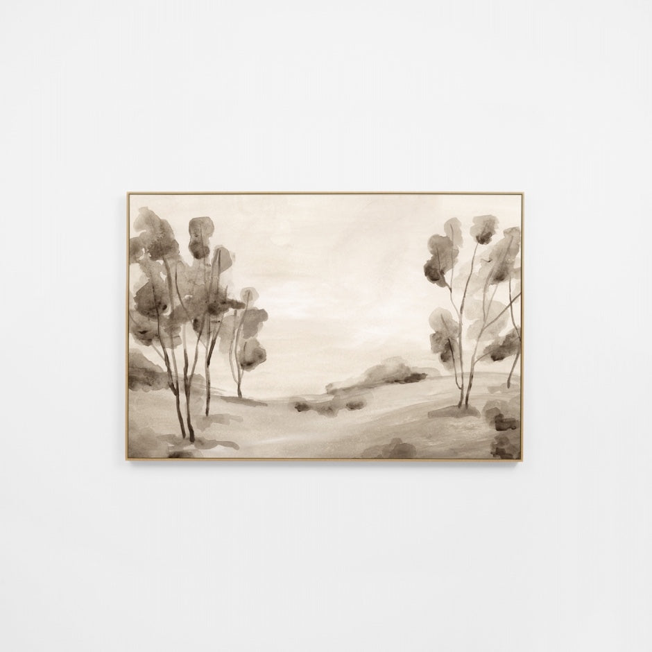 WARFOGHISR5U_Foggy Hillside Sepia Canvas 120 x 80cm, Unframed