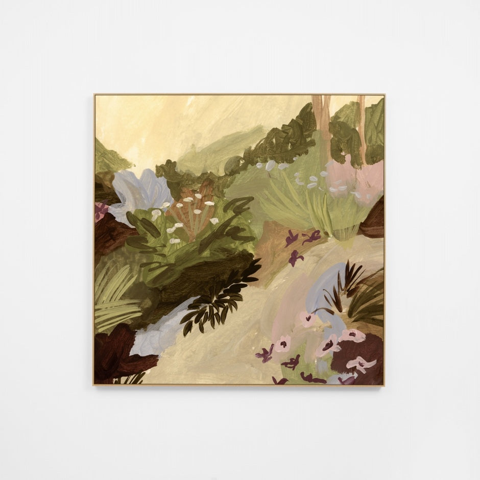 WARFORGS2C7F_Forest Glow Summer 2 Square Canvas 120 x 120cm, White Smooth Synthetic Frame